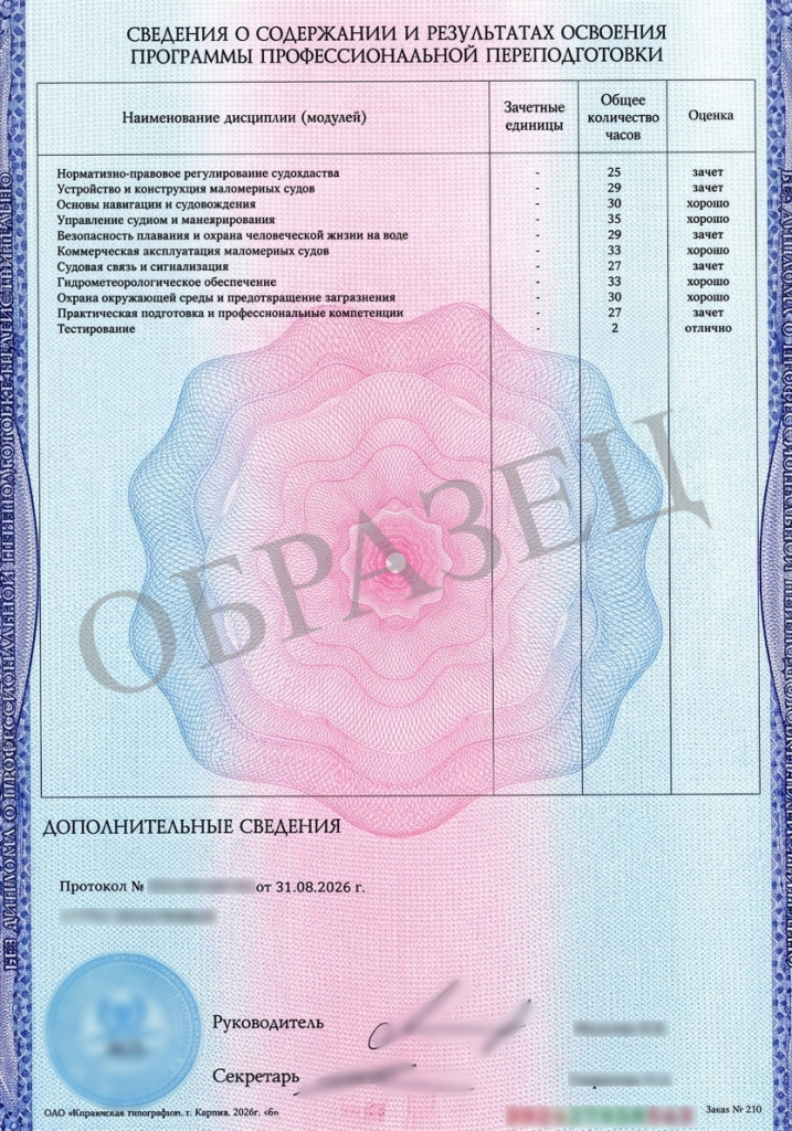 Диплом о профессиональной переподготовке — образец 4
