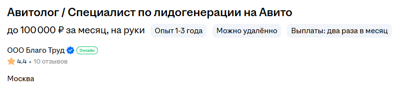 Вакансия авитолога, Екатеринбург